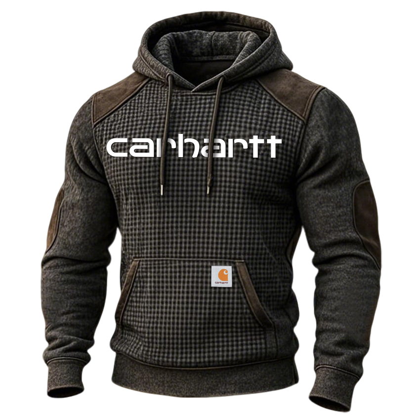 Men's Western Casual Waffle Panel Hoodie-Unitsen