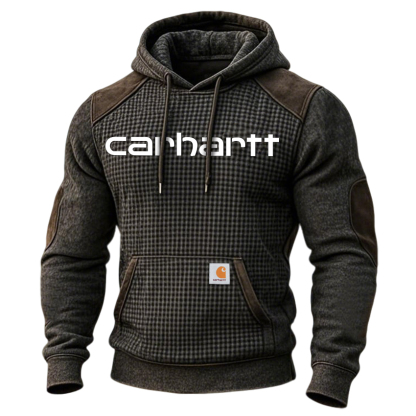 Men's Western Casual Waffle Panel Hoodie-Unitsen