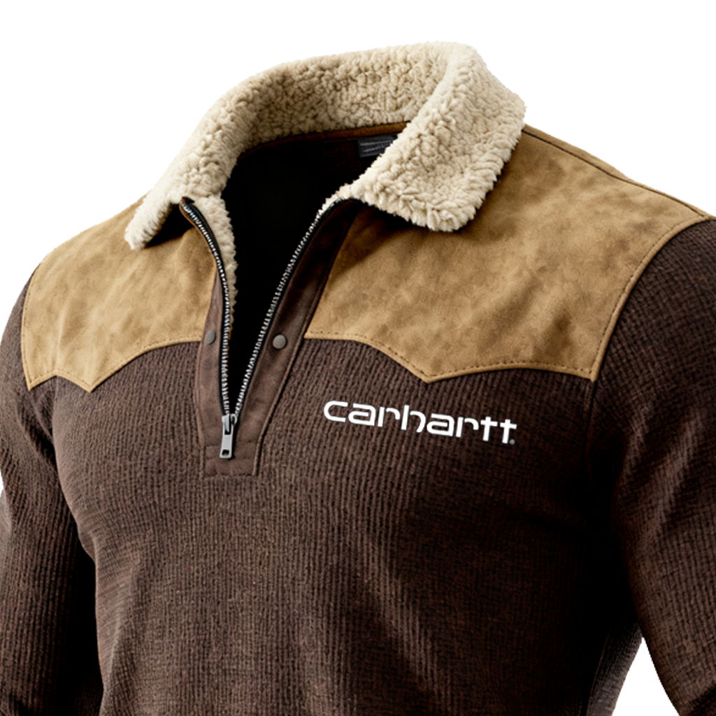 Carahrtt Men's Elbow Patches Half-Zip Suede Splicing Pullover-Unitsen