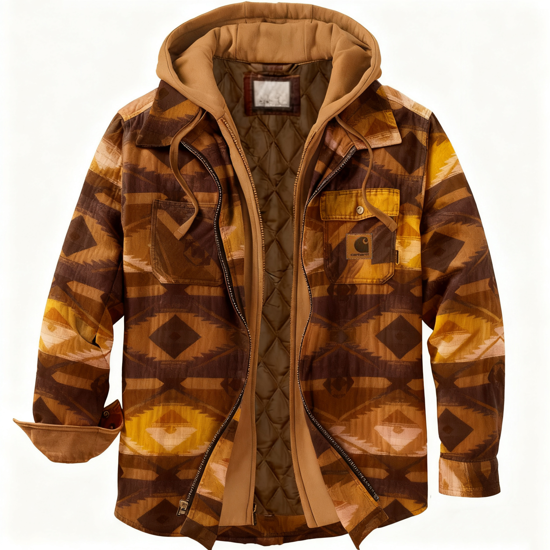 Men's Outdoor Casual Autumn And Winter Logo Classic Plaid Hooded Jacket-Unitsen