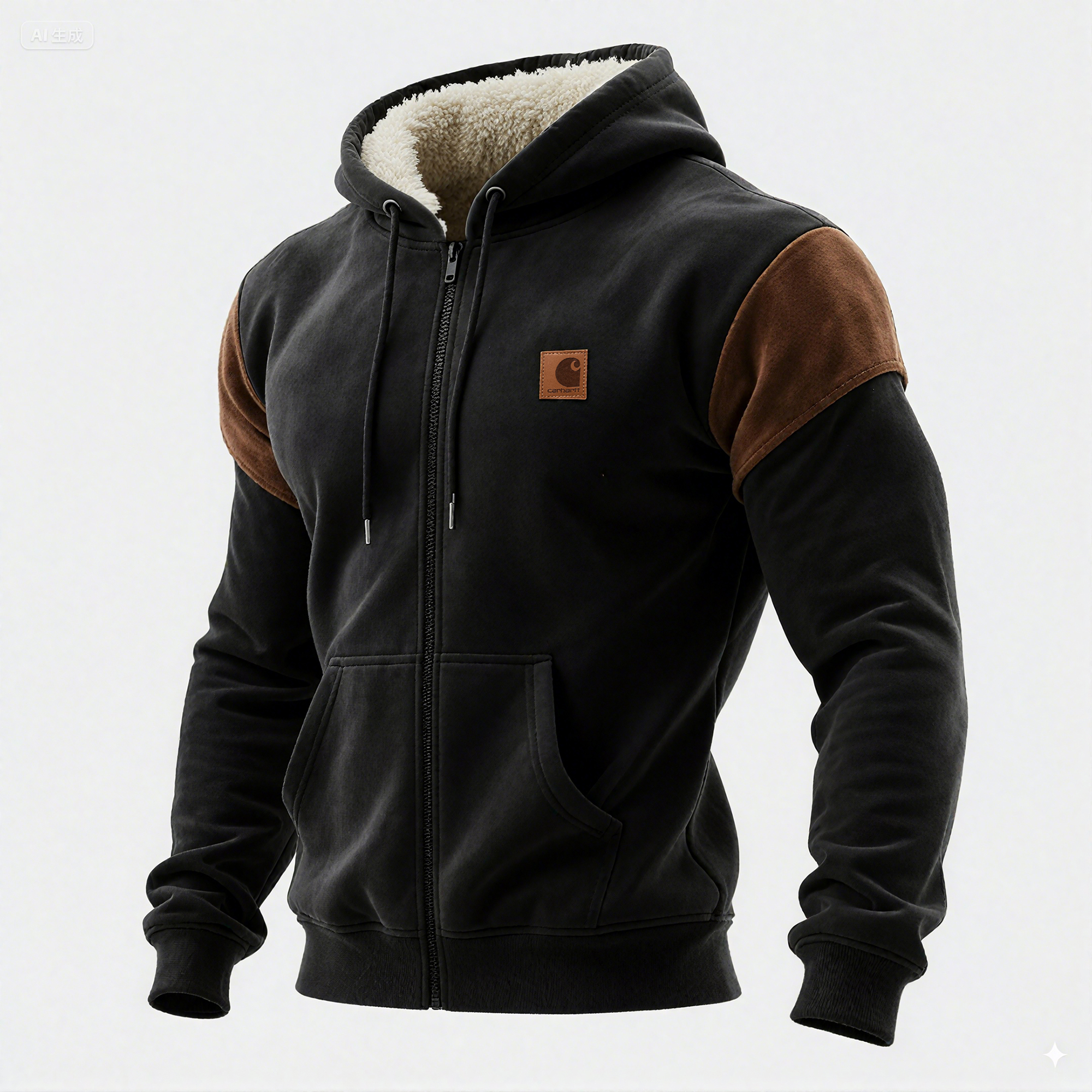 Outdoor Men's Casual Contrast Color Stitching Zipper Cardigan Hooded Sweatshirt Retro Western Sweatshirt Jacket-Unitsen