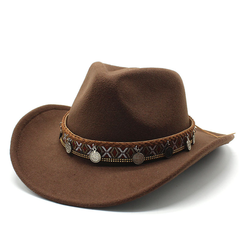 Unisex Stylish Western Cowboy Hat With Embellished Band - Perfect For Festivals And Casual Wear-Unitsen