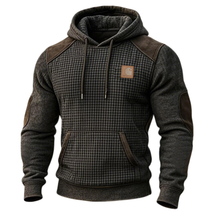 Men's Vintage Western Waffle Panel Hoodie-Unitsen