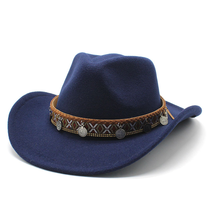 Unisex Stylish Western Cowboy Hat With Embellished Band - Perfect For Festivals And Casual Wear-Unitsen