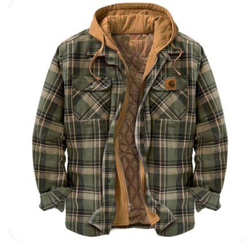 Carhartt Men's Outdoor Casual Autumn And Winter Classic Plaid Hooded Jacket-Unitsen