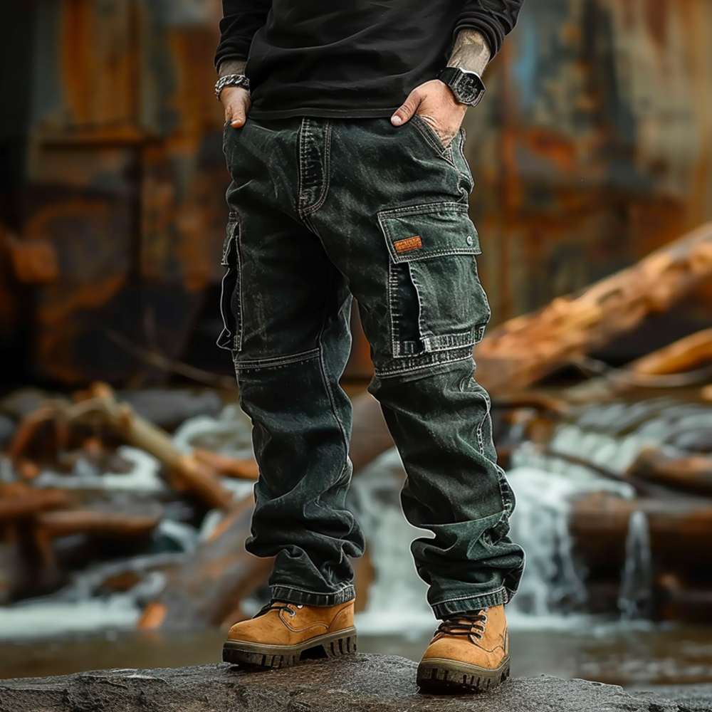 Men's Multi-Pocket Vintage Outdoor Work Trousers-Unitsen