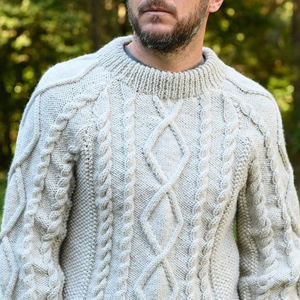 Men's Cable Knit Sweater In Soft Beige-Unitsen