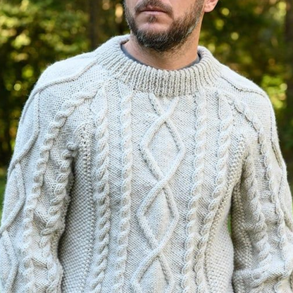 Men's Cable Knit Sweater In Soft Beige-Unitsen