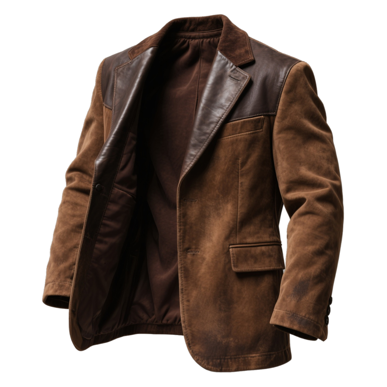 Men's Western Vintage Leather And Suede Jacket-Unitsen