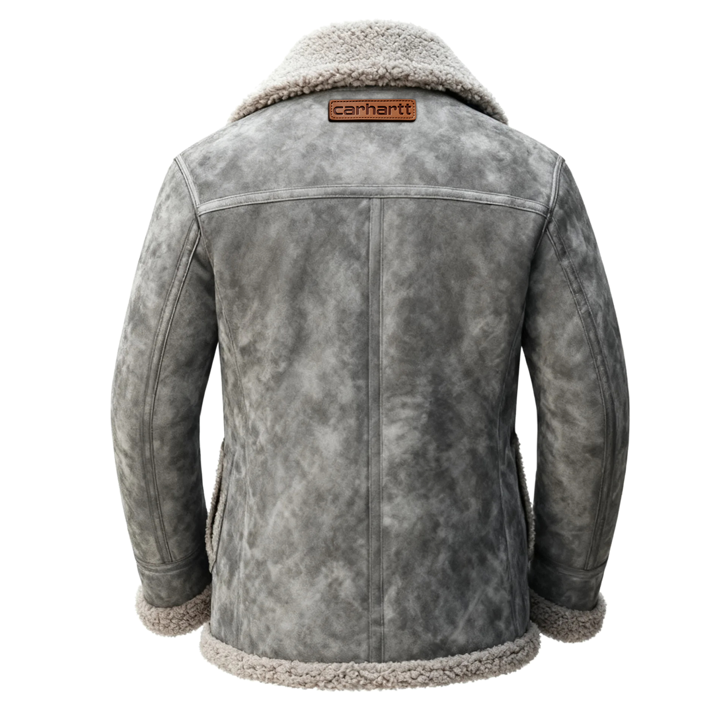 Men's Retro Style Suede Lapel Jacket Lambswool Lined Thickened Top-Unitsen