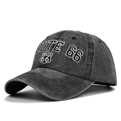 ROUTE 66 Embroidered Denim Washed Baseball Cap-Unitsen