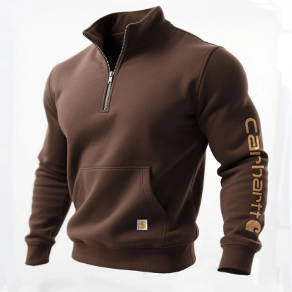 Men's Vintage Western Half Zip Stand Collar Sweatshirt-Unitsen