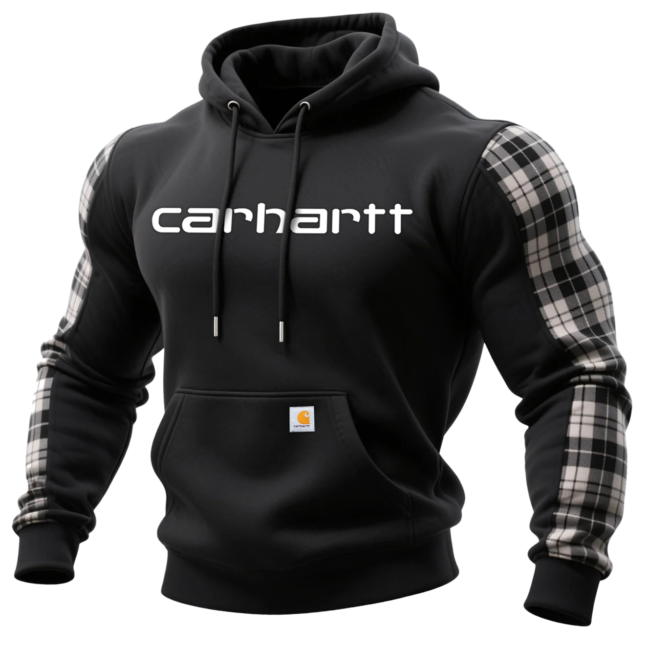 Carhartt Mens' Comfortable Casual Plaid Stitching Hooded Sweatshirt-Unitsen