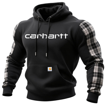 Carhartt Mens' Comfortable Casual Plaid Stitching Hooded Sweatshirt-Unitsen