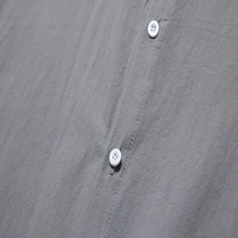 Summer Lapel Solid Color Short Sleeve Men's Linen Blouse-Unitsen