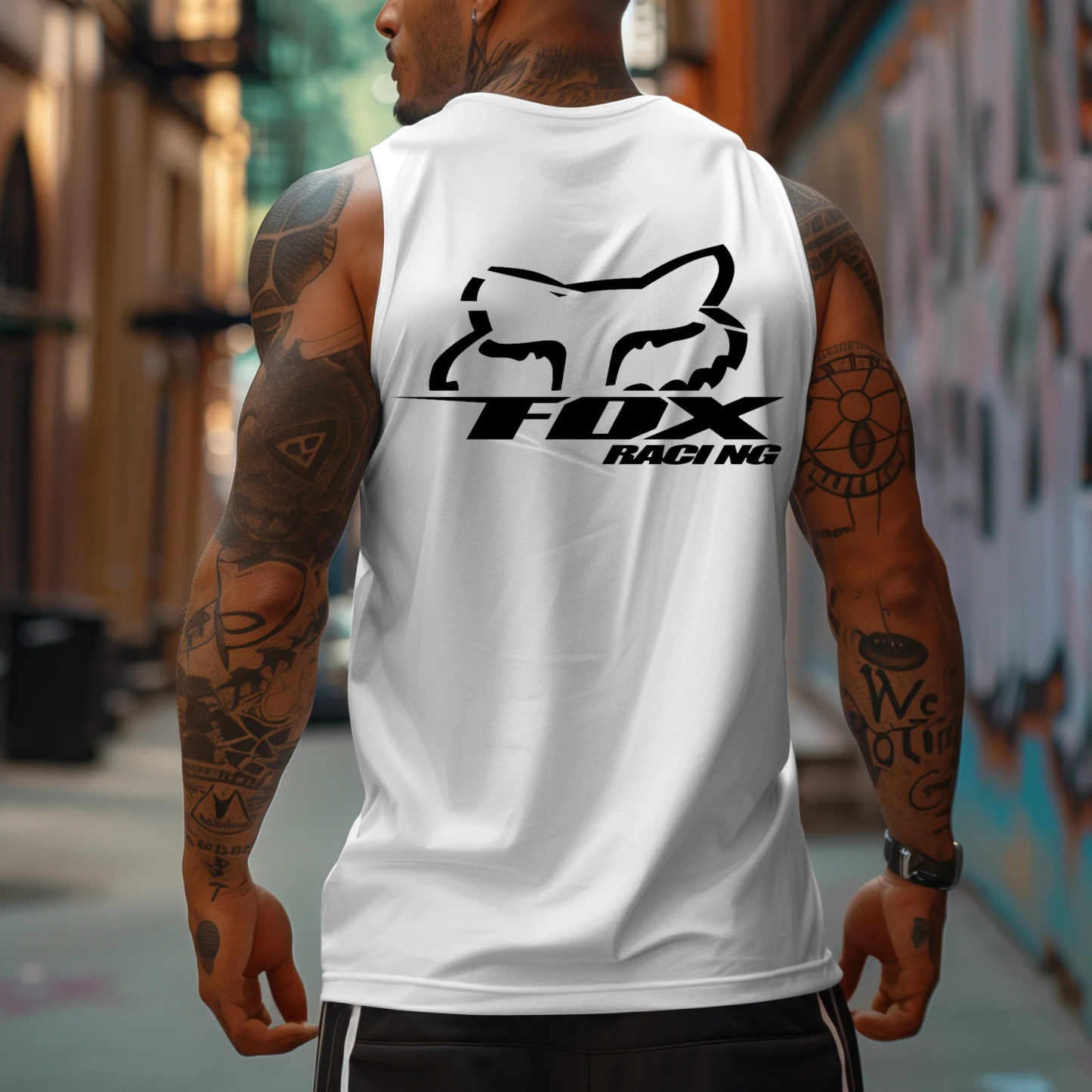 Men's Racing Logo Print Sports Tank Top-Unitsen