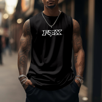 Men's Racing Logo Print Sports Tank Top-Unitsen