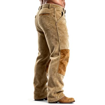 Men's Outdoor Durable Work Trousers Training Suede Patchwork Casual Pants-Unitsen