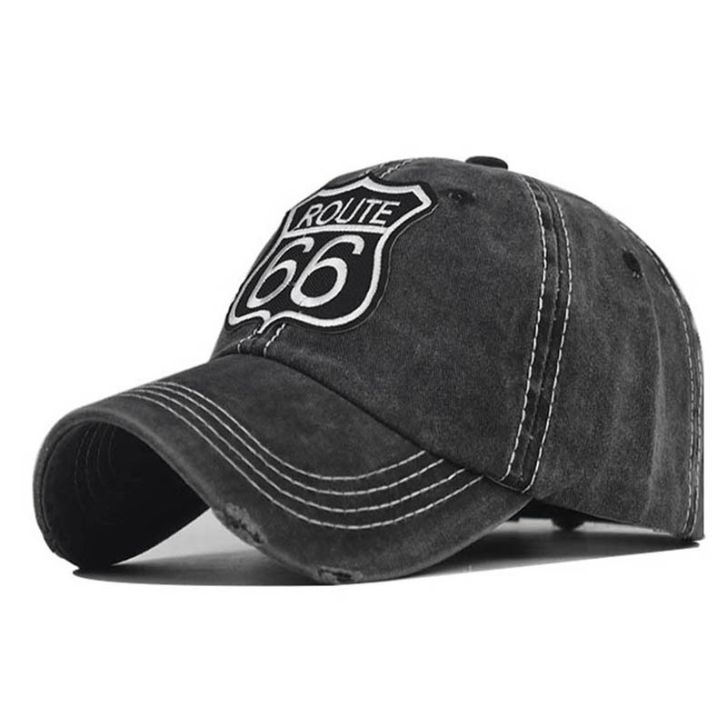 Route 66 Letter Embroidered Washed Baseball Cap-Unitsen