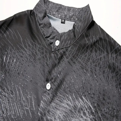 Men's Shirt Gray 3D Print Outdoor Street Long Sleeve Button-Down Print Casual Breathable-Unitsen