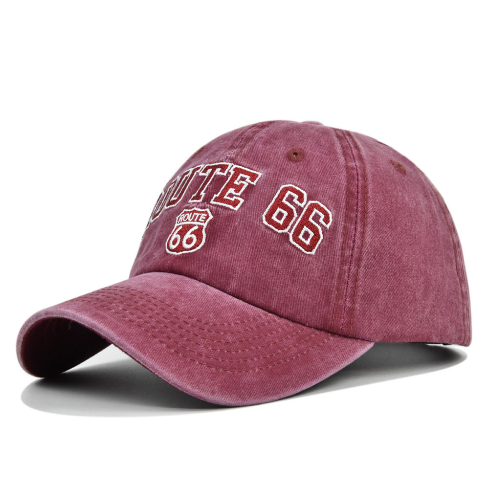 ROUTE 66 Embroidered Denim Washed Baseball Cap-Unitsen