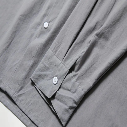 Summer Lapel Solid Color Short Sleeve Men's Linen Blouse-Unitsen