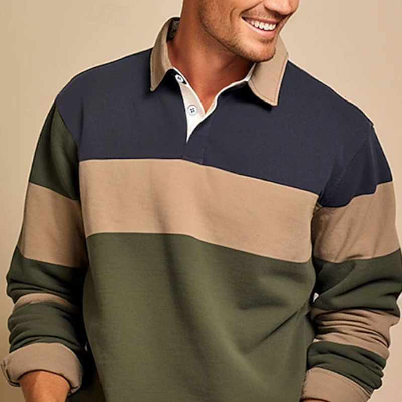 Stylish Color-Blocked Polo Shirt For Men - Perfect For Casual And Semi-Formal Occasions-Unitsen