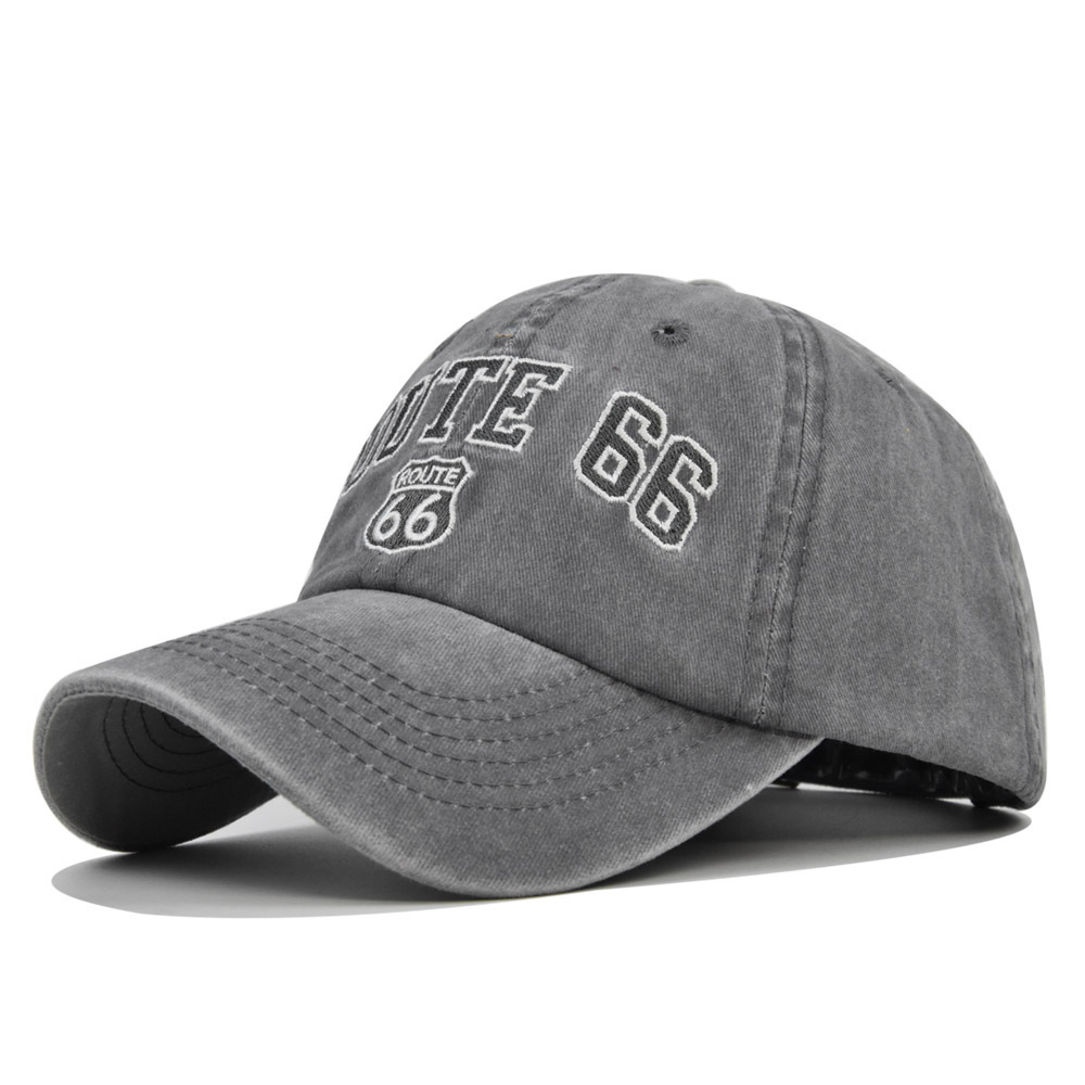 ROUTE 66 Embroidered Denim Washed Baseball Cap-Unitsen