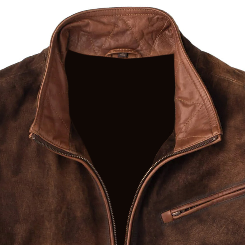 Men's T-Shirt 1/4 Zip Leather Lapel Long Sleeve Vintage Pocket Everyday Pullover-Unitsen