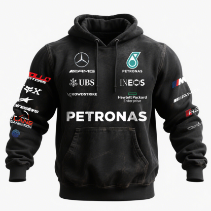 Racing-Inspired Hoodie With Sponsor Logos For Sports Enthusiasts-Unitsen