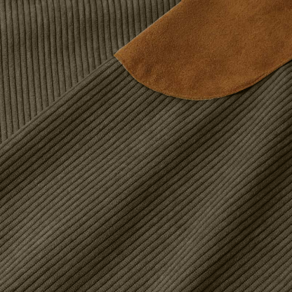 Cotosen Original Design Men's Corduroy Sweatshirt Elbow Patch Sweatshirt Outdoor Casual Stand Collar Long Sleeve Sweatshirt-Unitsen