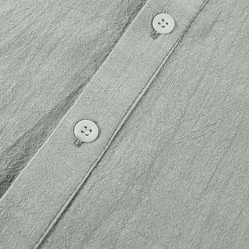 Men's Linen Shirt Henley Casual Outdoor Shirt Long Sleeve Plain Collar Casual Hawaiian Clothing-Unitsen