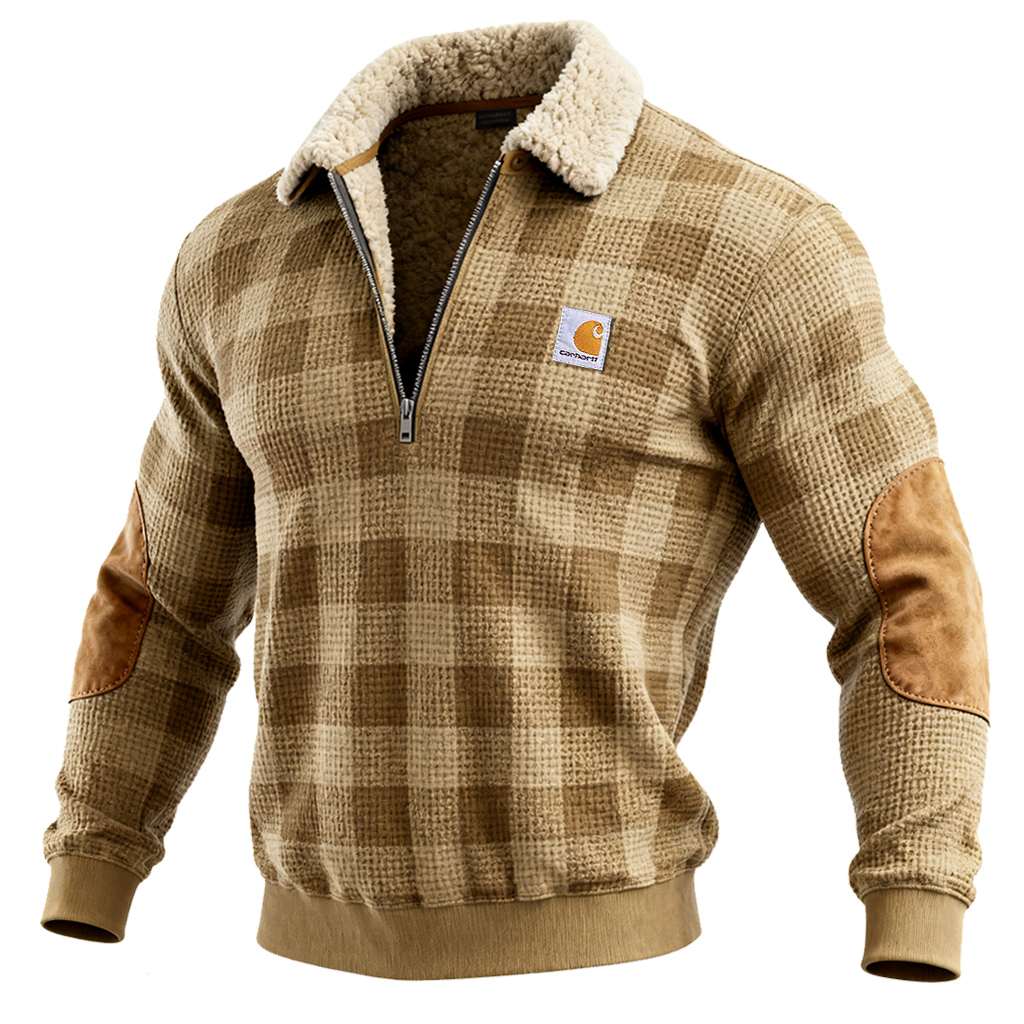 Carahrtt Men's Khaki Plaid Half-Zip Pullover-Unitsen