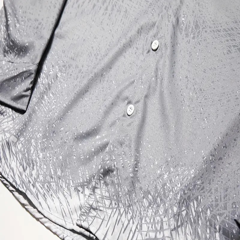 Men's Shirt Gray 3D Print Outdoor Street Long Sleeve Button-Down Print Casual Breathable-Unitsen