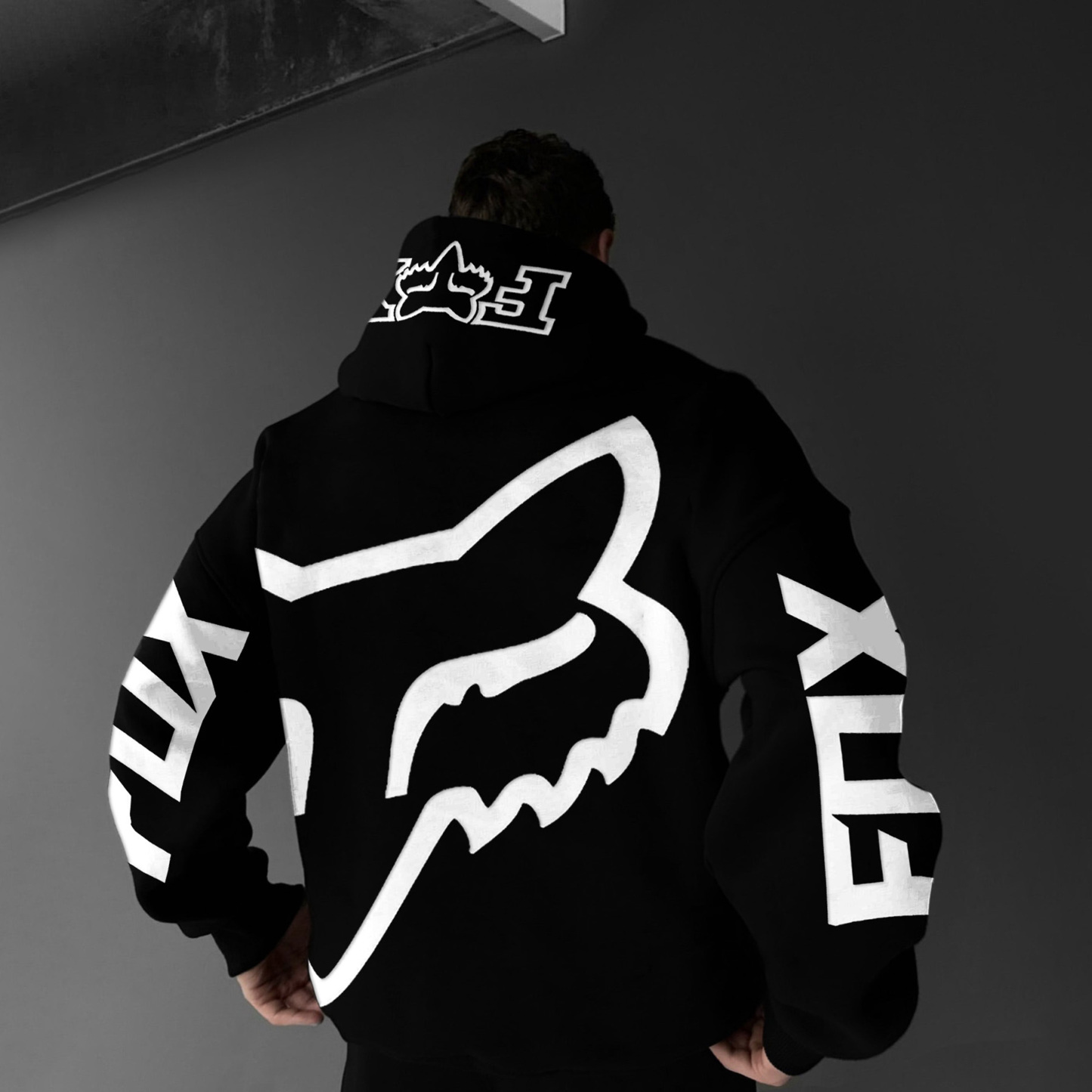 Oversize Racing Print Hoodie-Unitsen