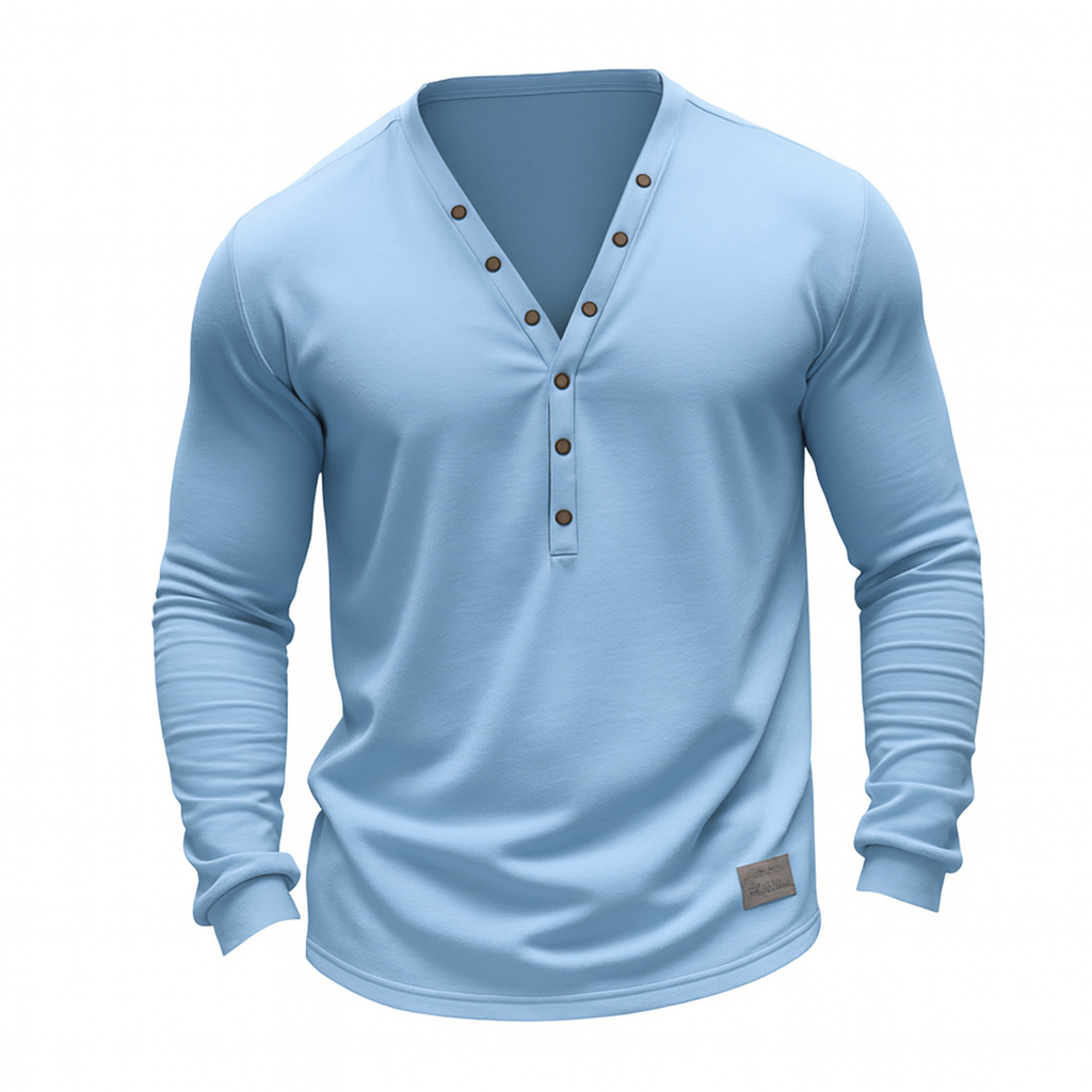 Stylish Henley Neck Long Sleeve Shirt For Men - Perfect For Casual And Semi-Formal Occasions-Unitsen