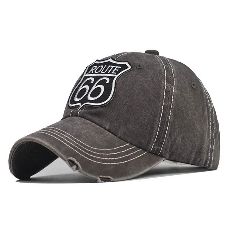Route 66 Letter Embroidered Washed Baseball Cap-Unitsen
