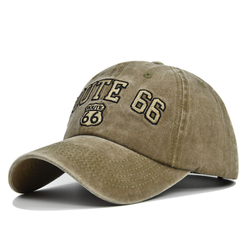 ROUTE 66 Embroidered Denim Washed Baseball Cap-Unitsen