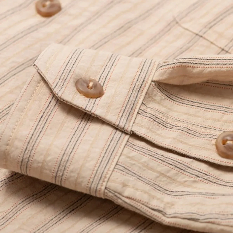 Vintage Striped Shirt With Adjustable Suspenders - Perfect For Casual And Workwear Styles-Unitsen