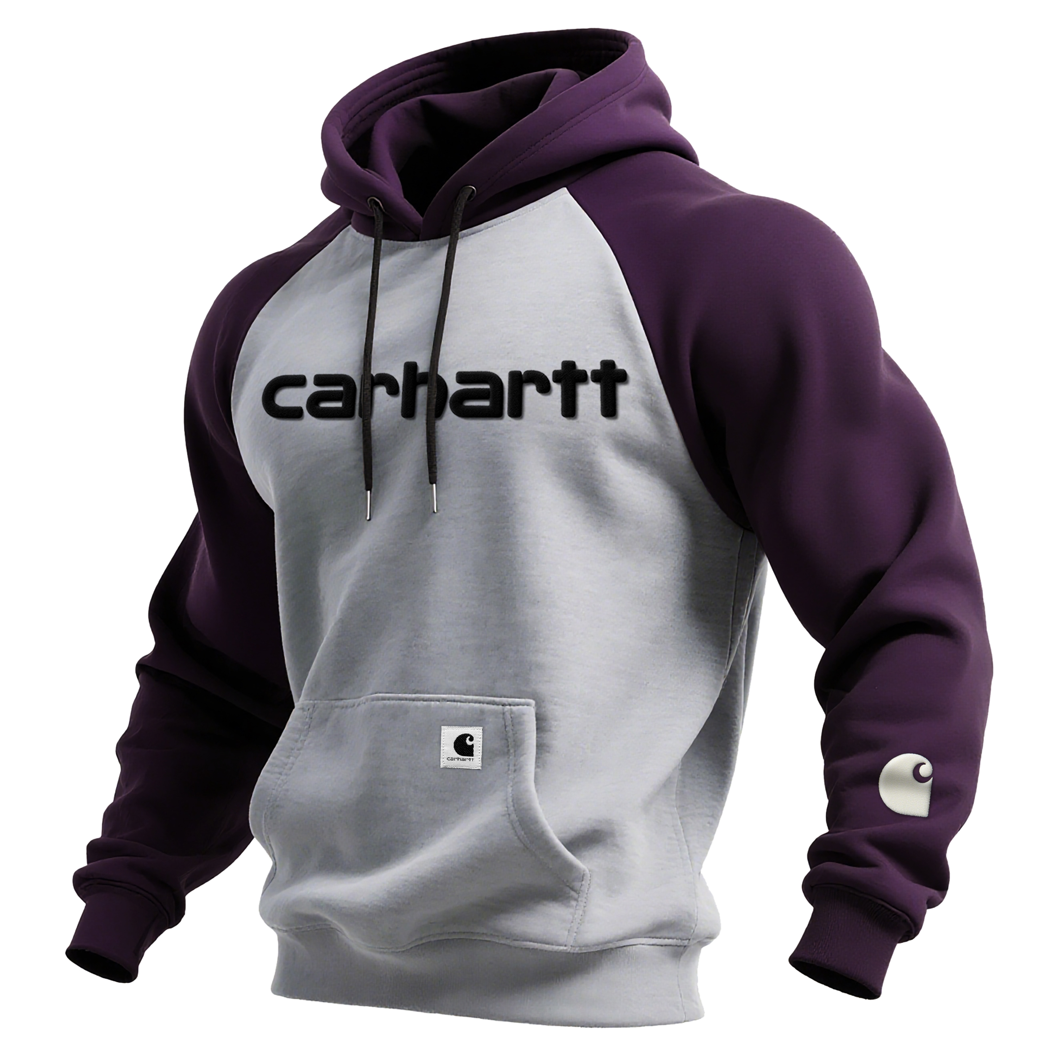 Men's Flocked Casual Contrast Color Raglan Sleeve Hooded Sweatshirt-Unitsen