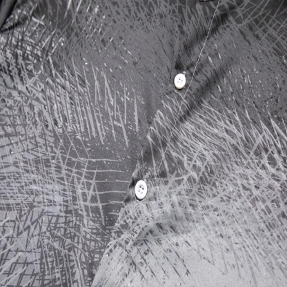 Men's Shirt Gray 3D Print Outdoor Street Long Sleeve Button-Down Print Casual Breathable-Unitsen