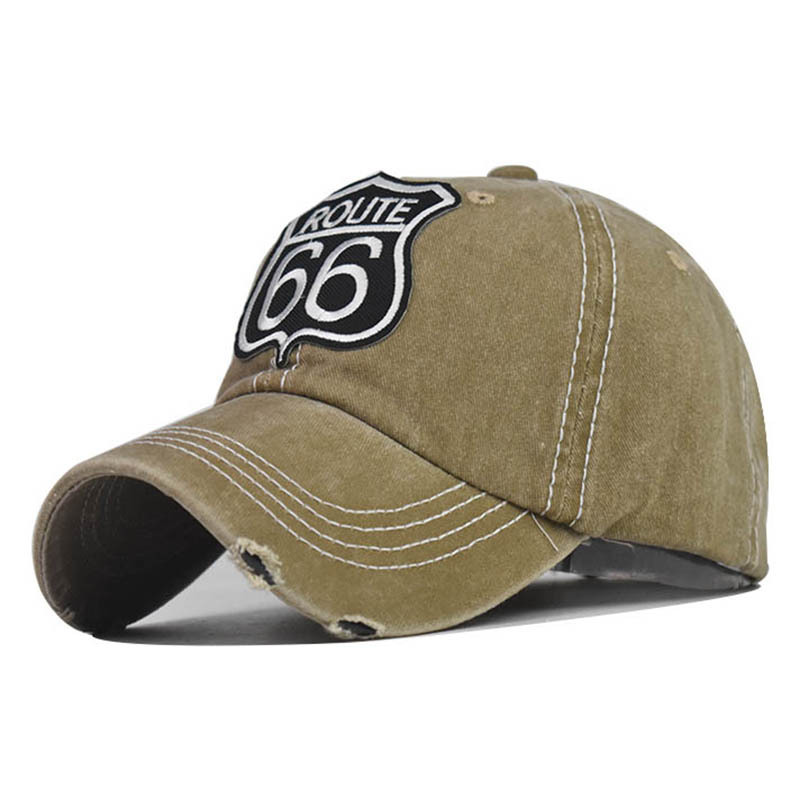 Route 66 Letter Embroidered Washed Baseball Cap-Unitsen