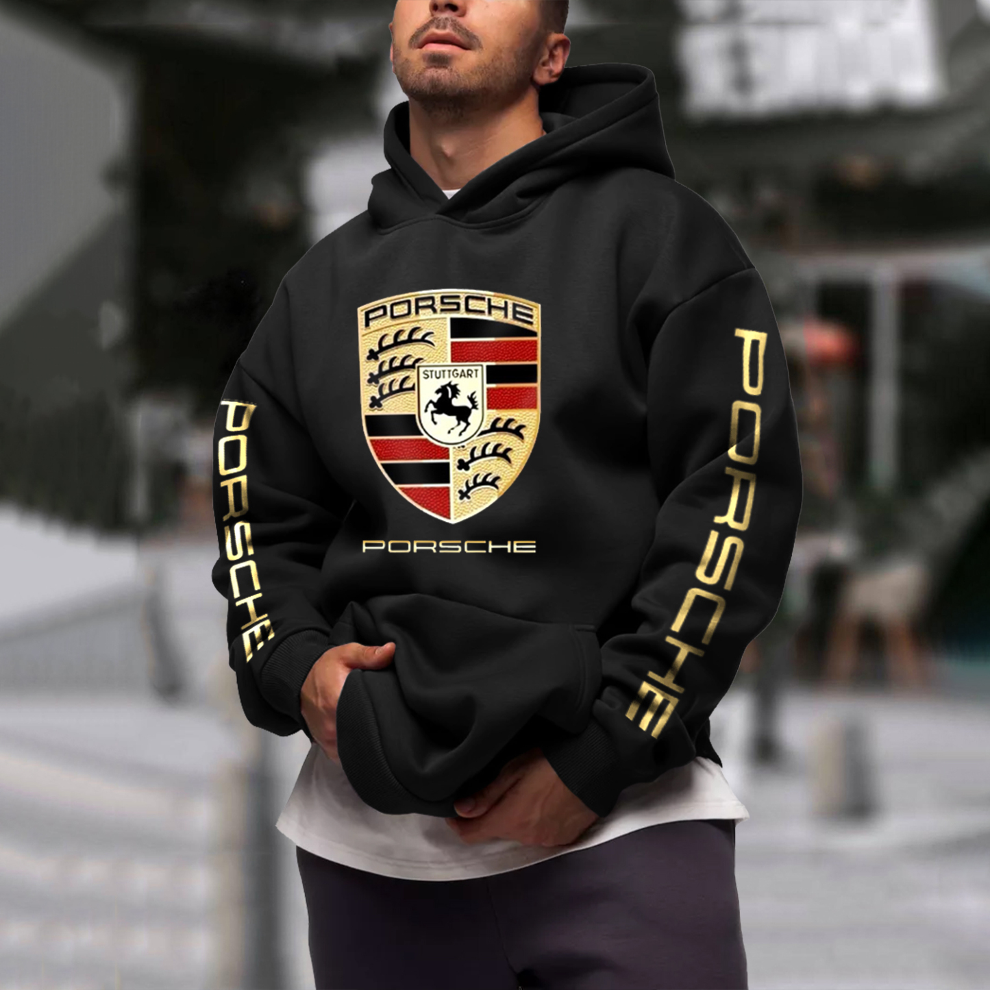 Casual Racing Branded Print Hoodie-Unitsen