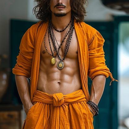 Men's Beach Linen Long Sleeve Shirt-Unitsen