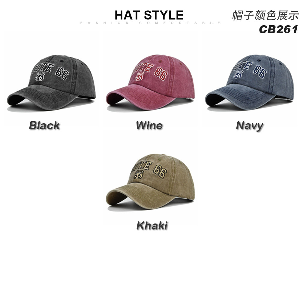 ROUTE 66 Embroidered Denim Washed Baseball Cap-Unitsen