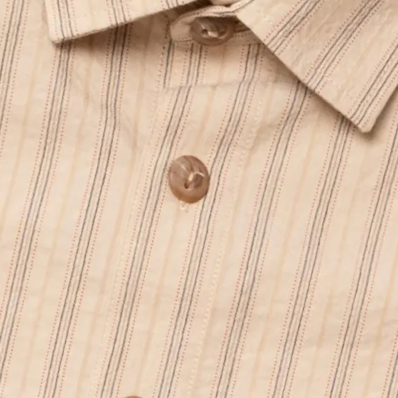 Vintage Striped Shirt With Adjustable Suspenders - Perfect For Casual And Workwear Styles-Unitsen