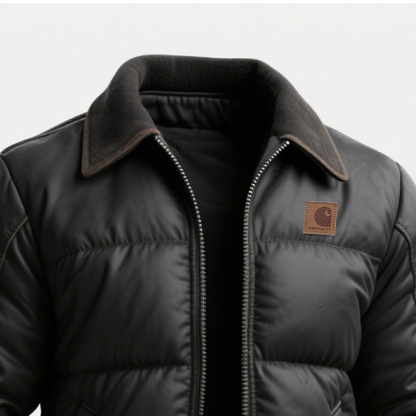 Leather Quilted Puffer Jacket With Outdoor Work Cuff Reinforcement-Unitsen