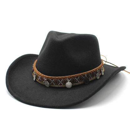 Unisex Stylish Western Cowboy Hat With Embellished Band - Perfect For Festivals And Casual Wear-Unitsen