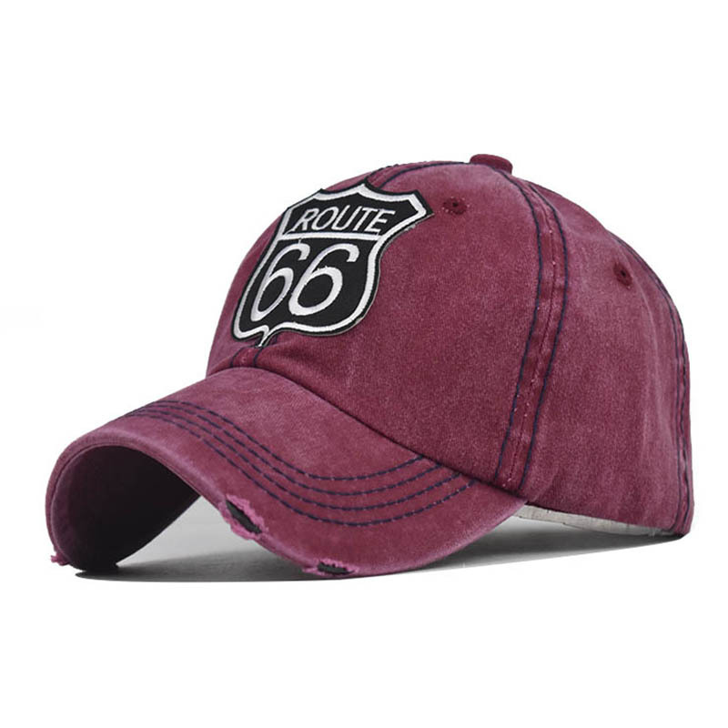 Route 66 Letter Embroidered Washed Baseball Cap-Unitsen