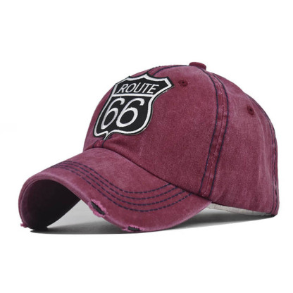 Route 66 Letter Embroidered Washed Baseball Cap-Unitsen